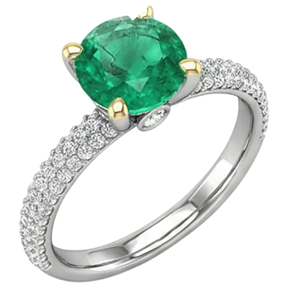 Feiner Smaragd Schmuckstein-Ring 1 Karat – Seitenansicht