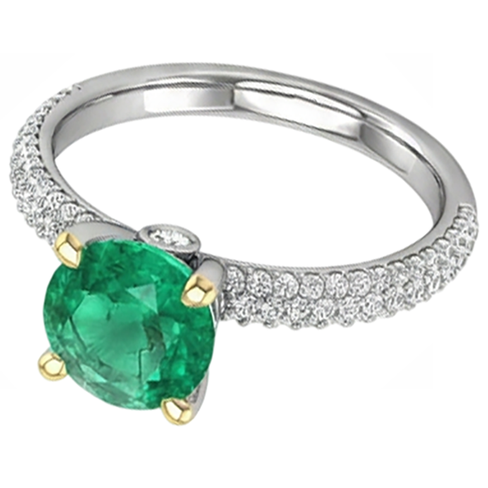 Naturreiner Smaragd Schmuckstein-Ring – Schrägansicht