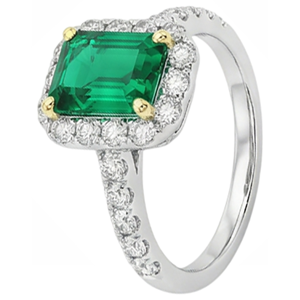 Glänzender Edelstein-Ring 2 Karat – Schrägansicht