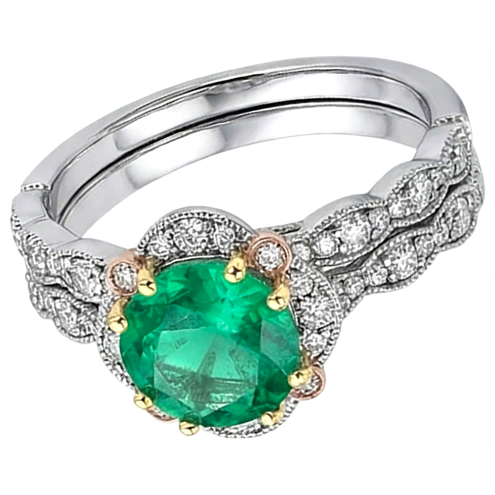 Erdgewonnener Edler Smaragd Schmuckstein-Ring – Profilansicht