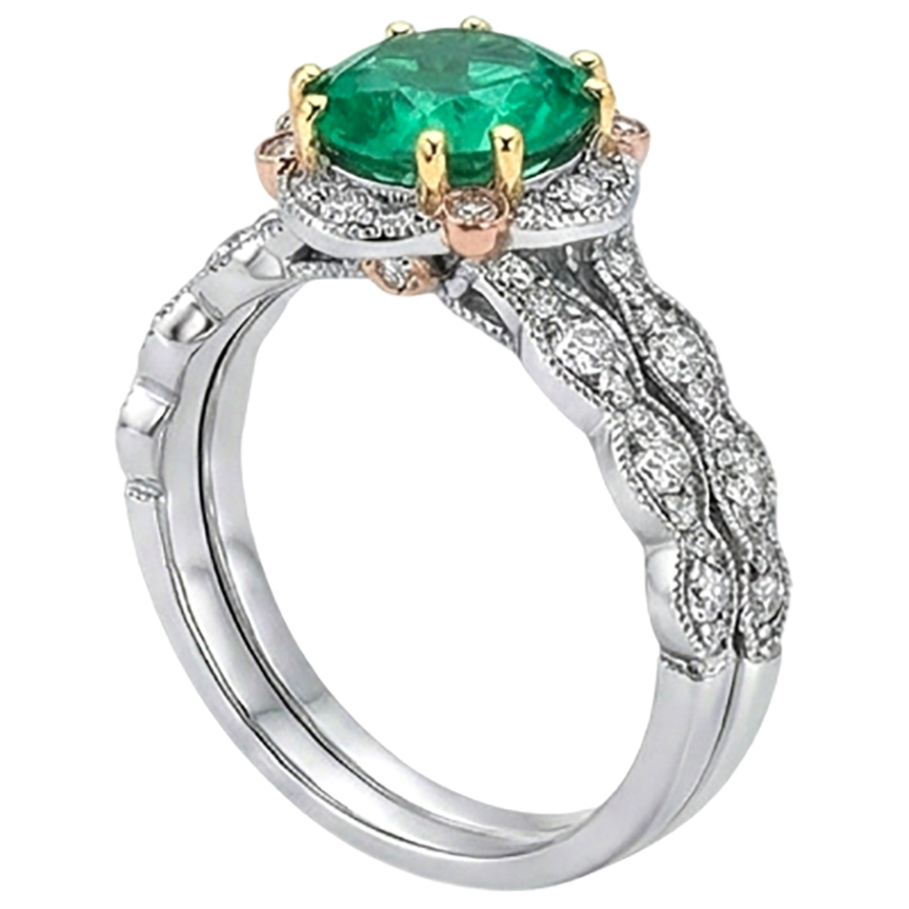 Erdgewonnener Edler Smaragd Schmuckstein-Ring 2,50 Karat 14K – Schrägansicht