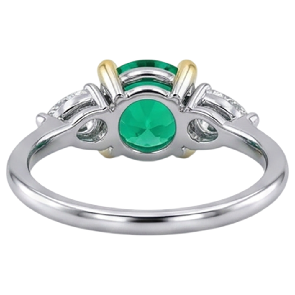 Edelstein-Ring Zweifarbiges 14K Gold mit Edler Smaragd – Detailansicht