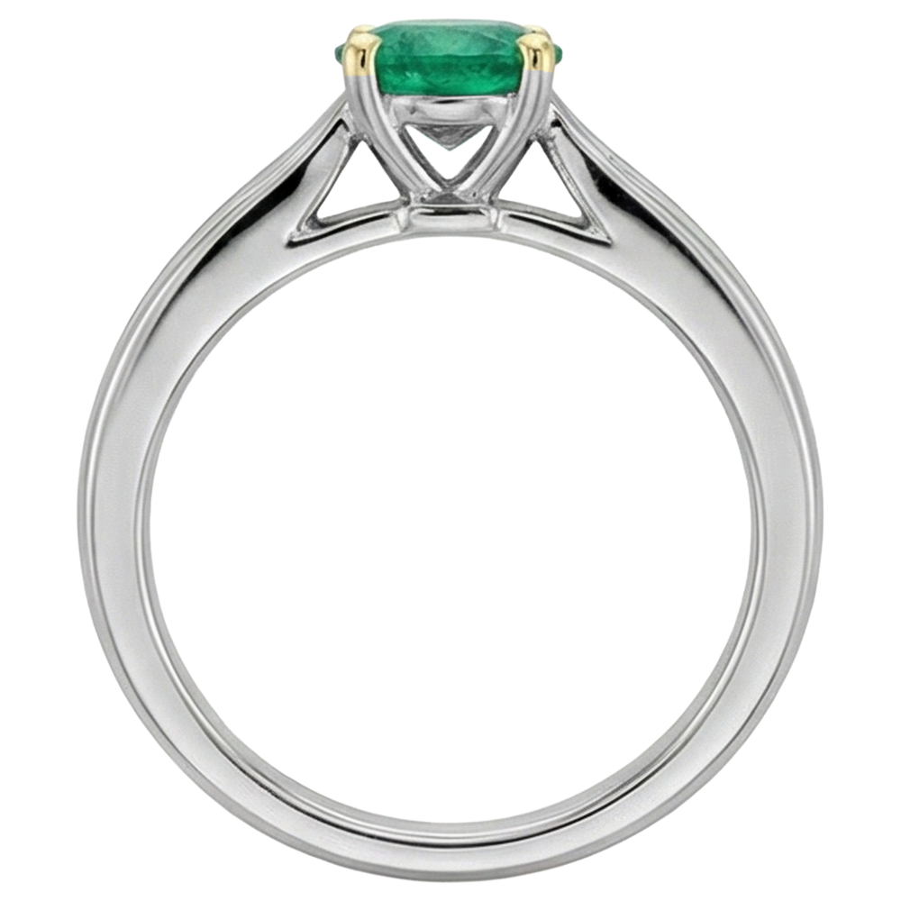 Rund-Brillant Kolumbianischer Smaragd Ring in Zweifarbiges 14K Gold – Schrägansicht