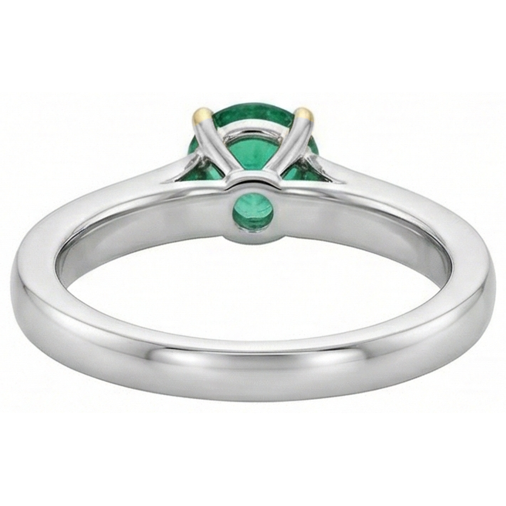 Kolumbianischer Smaragd Edelstein-Ring 2-Karat Zweifarbiges 14K Gold – Draufsicht