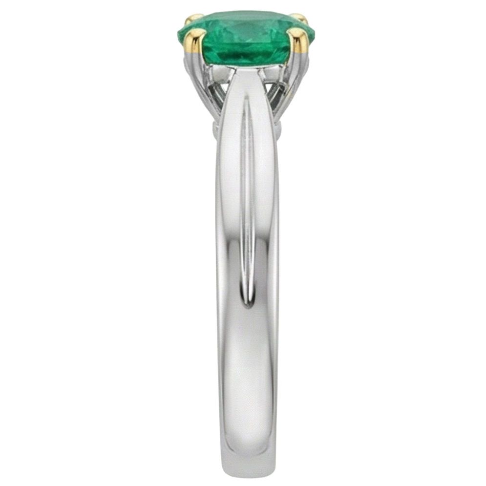 Edelstein-Ring Zweifarbiges 14K Gold mit Kolumbianischer Smaragd – Profilansicht