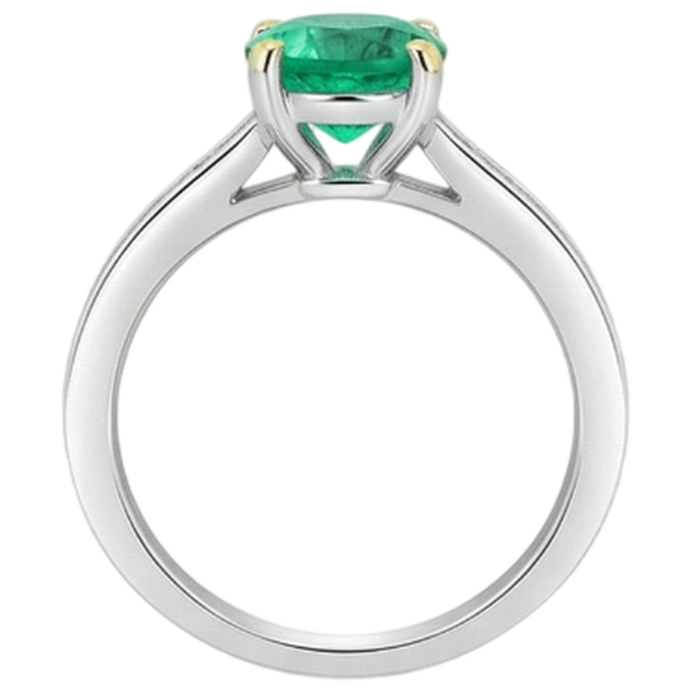 Edler Smaragd Farbstein-Ring 2,50-Karat Bicolor 14K Gold – Rückansicht