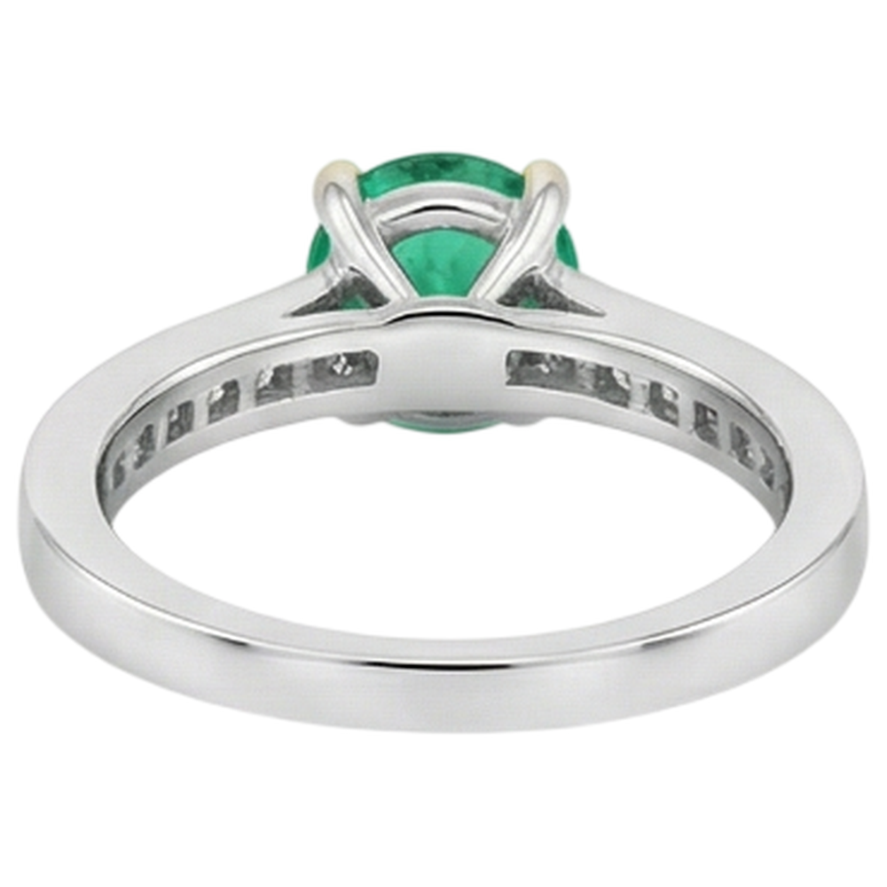 Edler Smaragd Brillantschliff Farbstein-Ring in Bicolor 14K Gold – Detailansicht