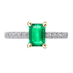 GIA-Zertifiziert Smaragd Farbstein-Ring 2,50 Karat – Bicolor 14K