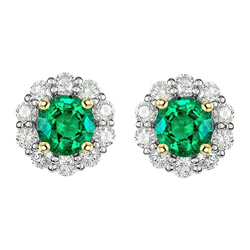 Edler Smaragd GIA-Geprüft Gemstone Earring 1,50 Karat in Bicolor