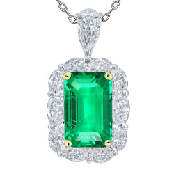 Bicolor 14K Gold Smaragd Schmuckstein-Anhänger – 6-Karat