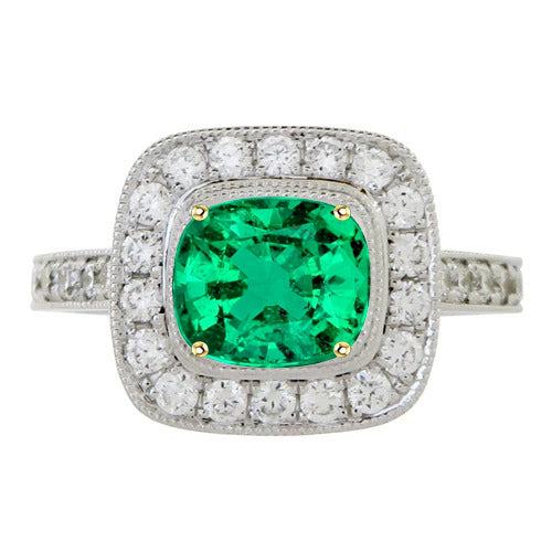 Exquisiter Kolumbianischer Smaragd Farbstein-Ring 2 Karat – Hauptansicht