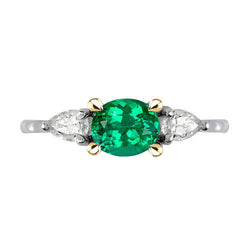 Zweifarbiges 14K Gold GIA-Geprüft Edler Smaragd Edelstein-Ring