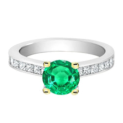 Edler Smaragd Kanal-gefasst Farbstein-Ring 2,50 Karat in Bicolor