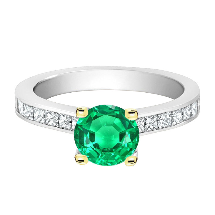 Farbstein-Ring Bicolor 14K Gold mit Edler Smaragd – Hauptansicht
