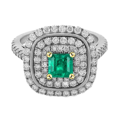 Maßgefertigter Smaragd Edelstein-Ring 1 Karat – Hauptansicht