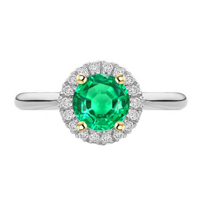 Schmuckstein-Ring Zweifarbiges 14K Gold mit Edler Smaragd – Hauptansicht