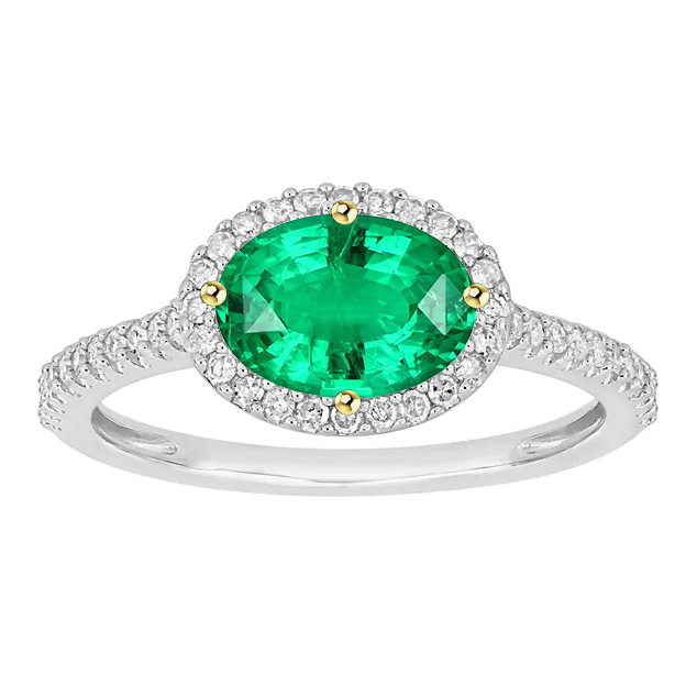Farbstein-Ring Zweifarbiges 14K Gold mit Smaragd – Hauptansicht