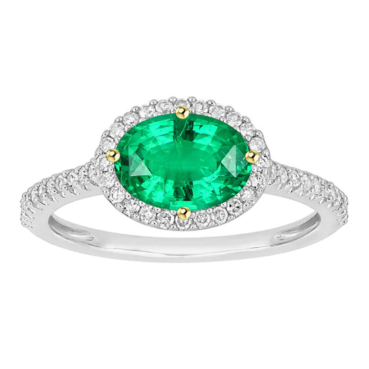 Farbstein-Ring Zweifarbiges 14K Gold mit Smaragd – Hauptansicht