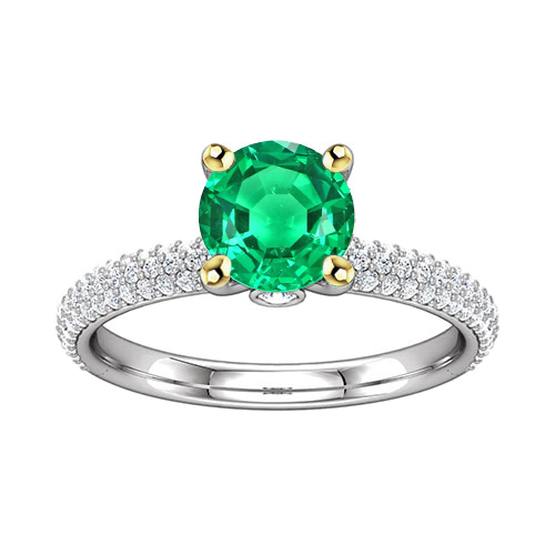Smaragd Schmuckstein-Ring 1-Karat Zweifarbiges 14K Gold – Hauptansicht