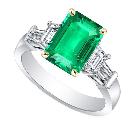 Großer Grüner Smaragd Edelstein Ring Natürlicher Erdgebauter Diamant Damen Schmuck