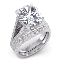 Groß Ovale Natural Diamant Hochzeit Ring Und Band Set
