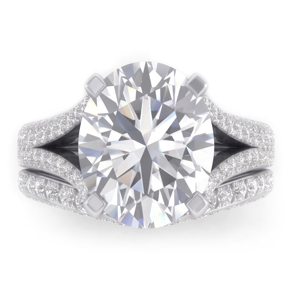 Groß Ovale Natural Diamant Hochzeit Ring Und Band Set