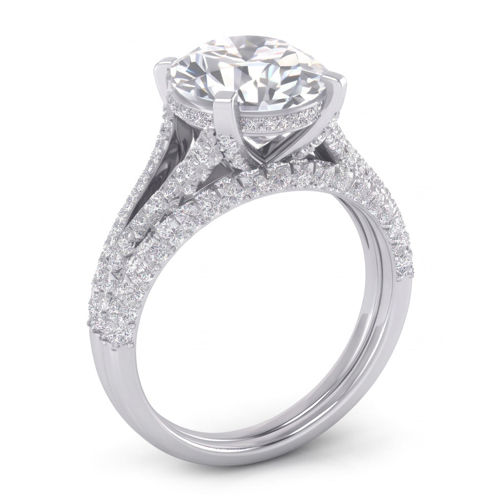 Groß Ovale Natural Diamant Hochzeit Ring Und Band Set