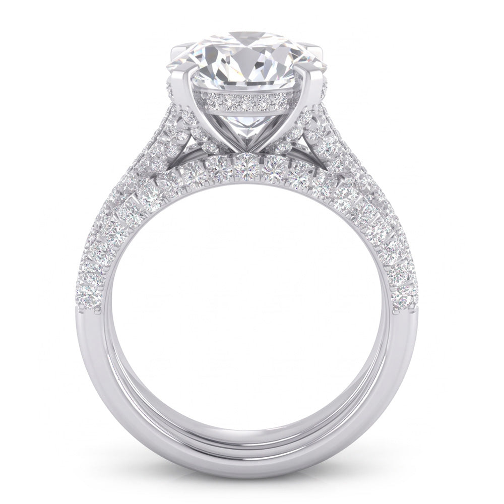 Groß Ovale Natural Diamant Hochzeit Ring Und Band Set