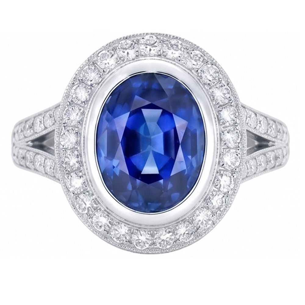 echter oval diamant 4.75Karat ring Seitenansicht