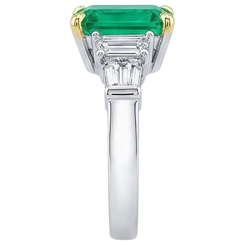 Großer Grüner Smaragd Edelstein Ring Natürlicher Erdgebauter Diamant Damen Schmuck