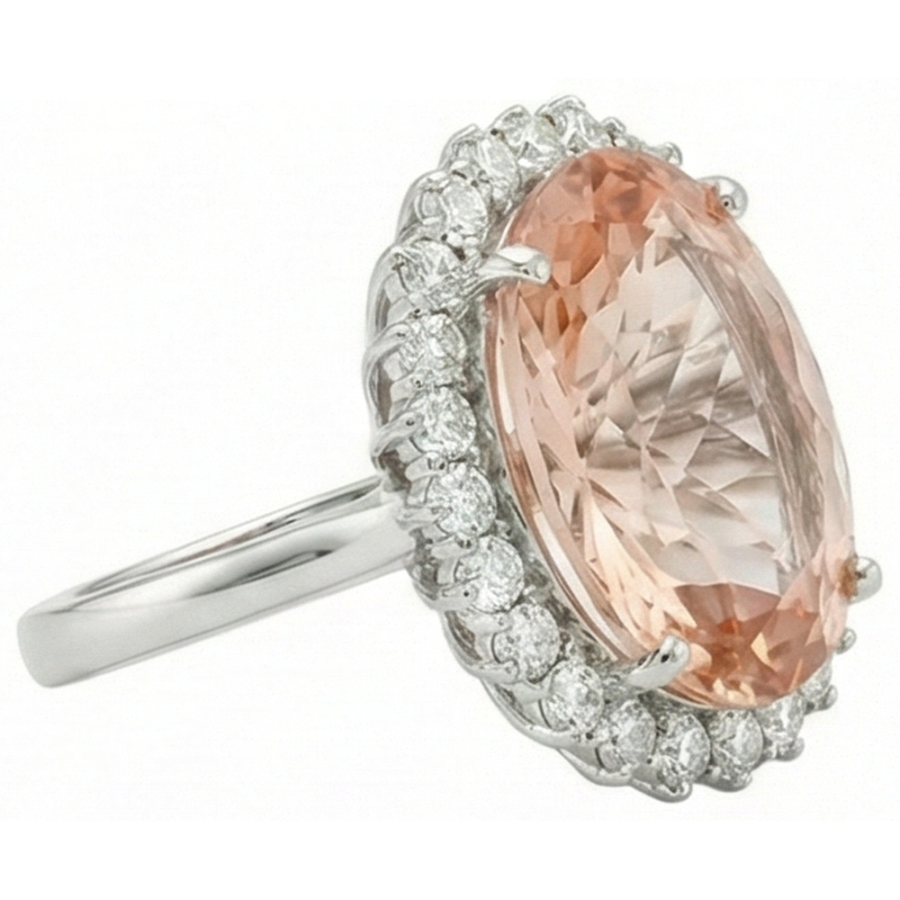echter oval morganit 18.50Karat ring Draufsicht