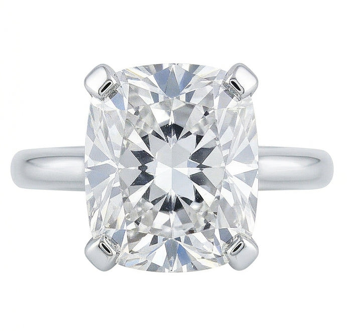 echter cushion diamant 3Karat ring Seitenansicht