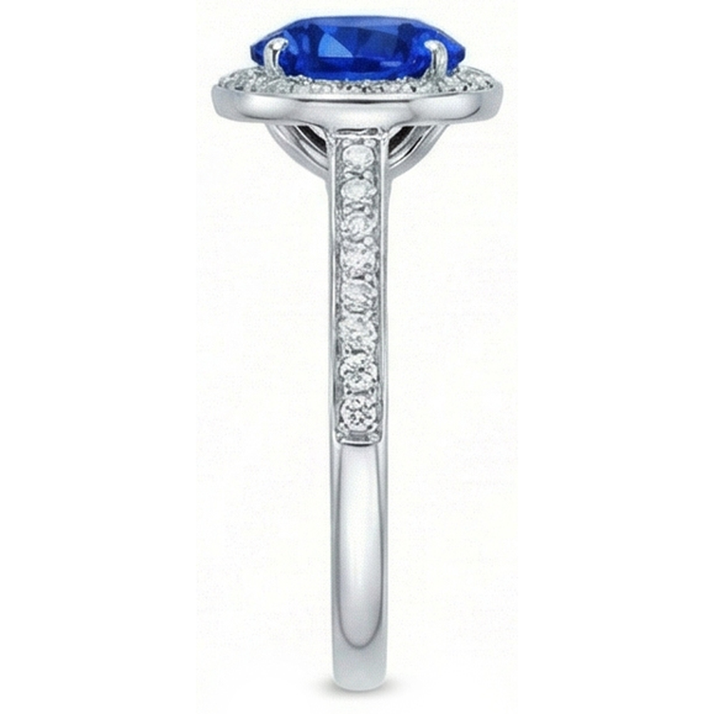 Großer Sri Lanka Saphir & Diamanten Ehering mit kleinen Diamanten 3 Ct