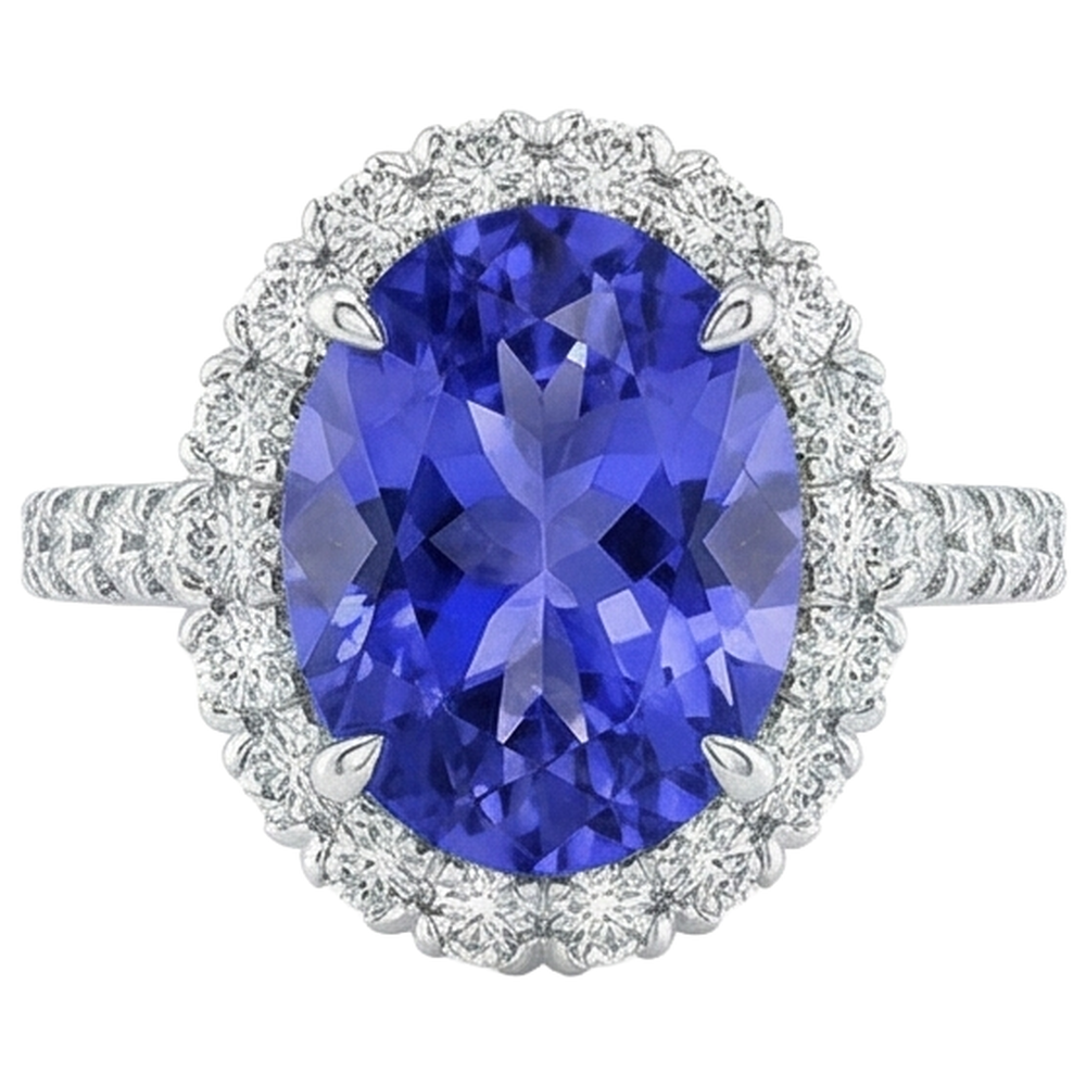 echter oval tansanit 18Karat ring Seitenansicht