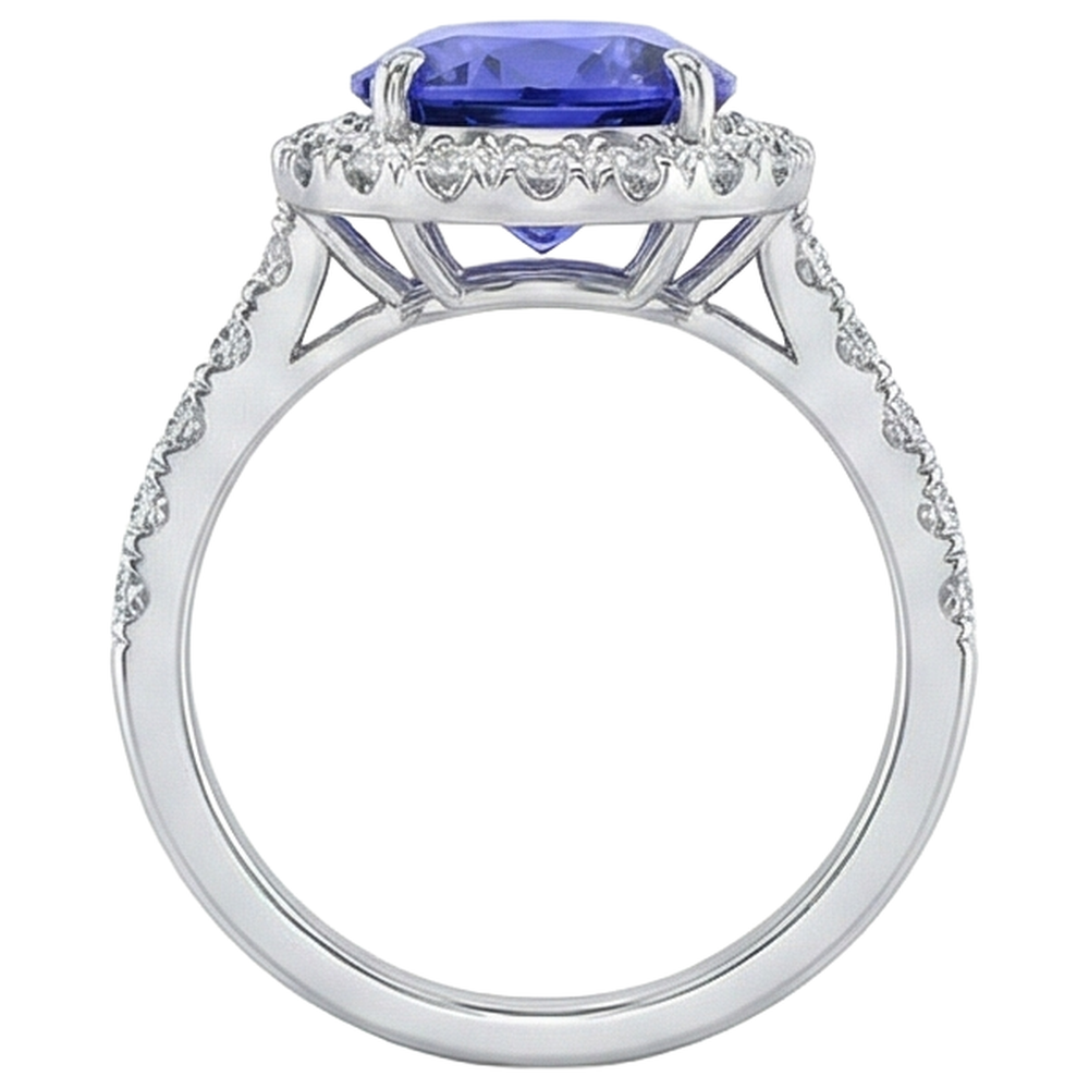 echter oval tansanit 18Karat ring mit Diamantbesatz
