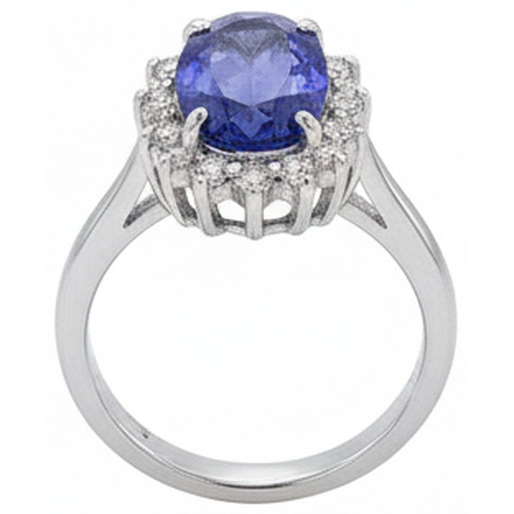 echter oval tansanit 1.95Karat ring Draufsicht