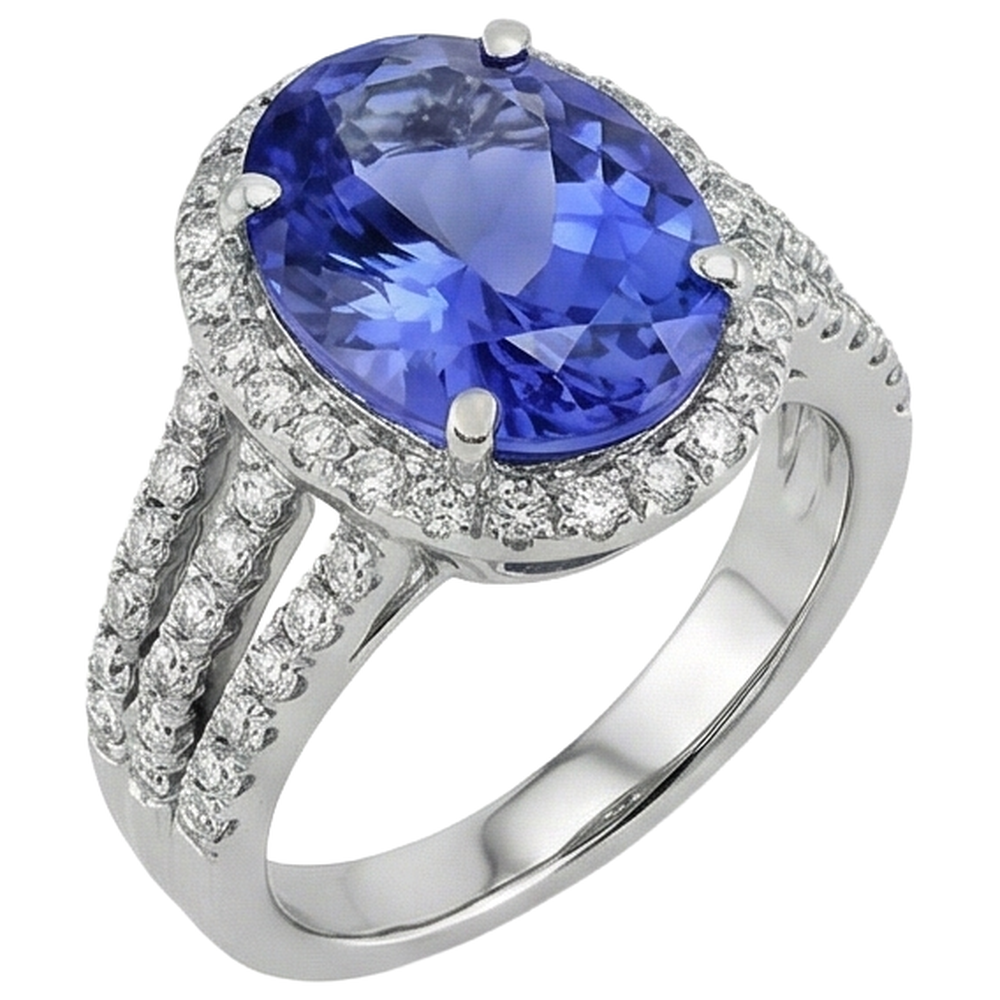 echter oval tansanit 6.70Karat ring Draufsicht