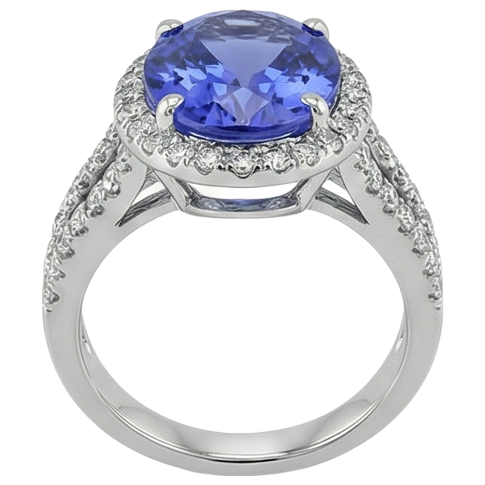 echter oval tansanit 6.70Karat ring Profilansicht