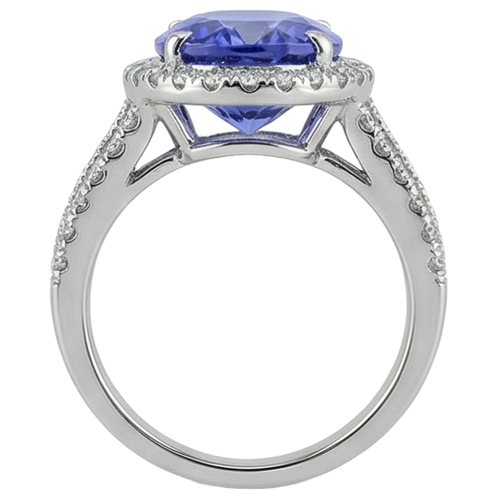 echter oval tansanit 6.70Karat ring mit Diamantbesatz