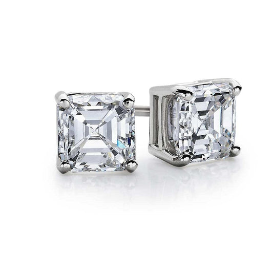 Großer Asscher Cut Natürliche Diamant Ohrstecker 4 Karat Weißgold Schmuck