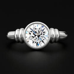 Großer 3.01 Karat Echt Diamant Solitär Ring Lünettenfassung Weißgold 14K