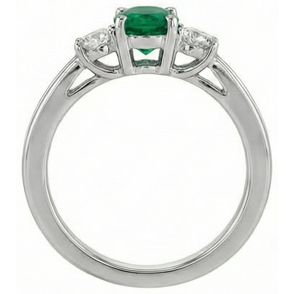 Grün Smaragd mit Diamant-Verlobungsring 3-Stein-Krappen-Set 2,50 ct. WG 14K