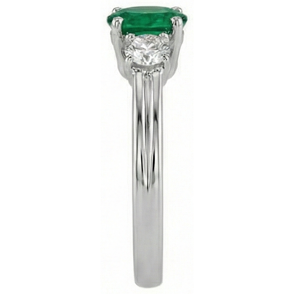 Grün Smaragd mit Diamant-Verlobungsring 3-Stein-Krappen-Set 2,50 ct. WG 14K