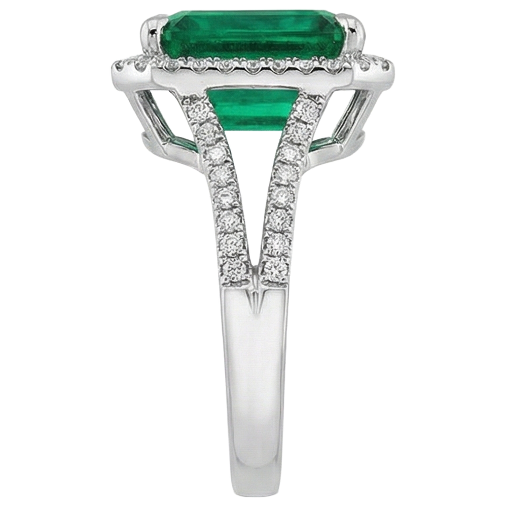 Grüner Smaragd-Diamant-Edelstein-Verlobungsring 10.50 Karat WG 14K