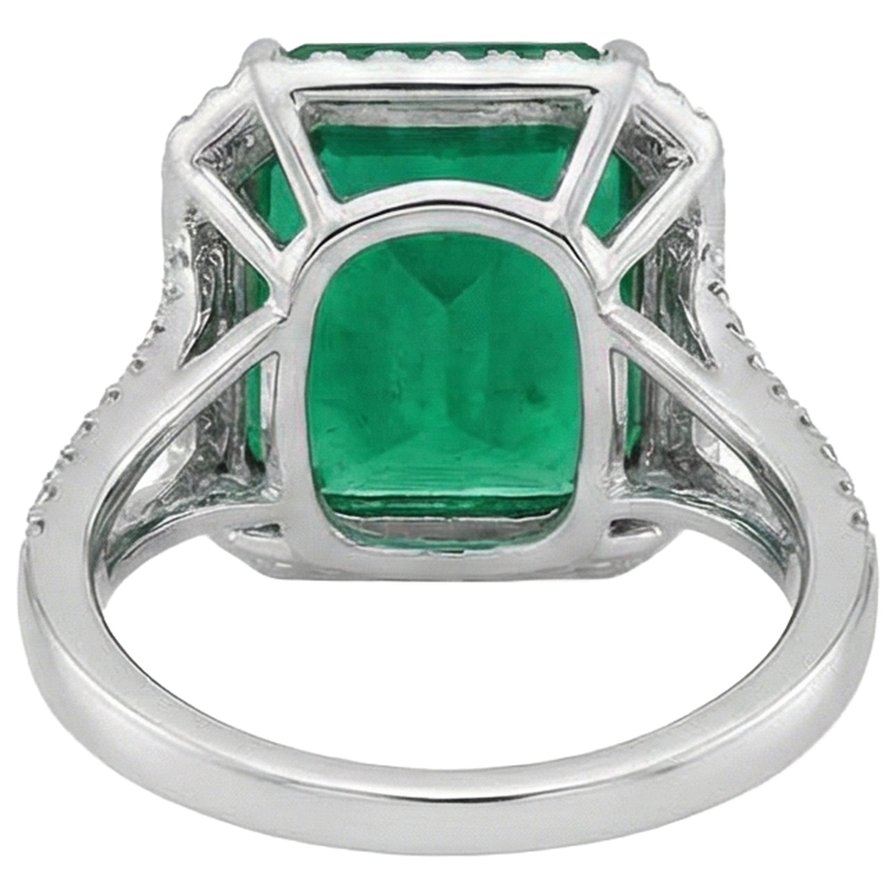 Grüner Smaragd-Diamant-Edelstein-Verlobungsring 10.50 Karat WG 14K