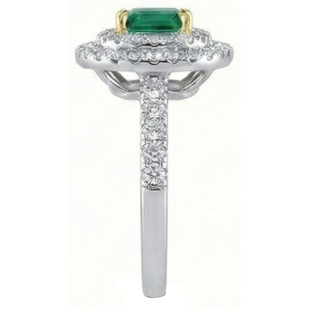Grüner Smaragd-Diamant-Verlobungsring Zweifarbig 3.70 Karat