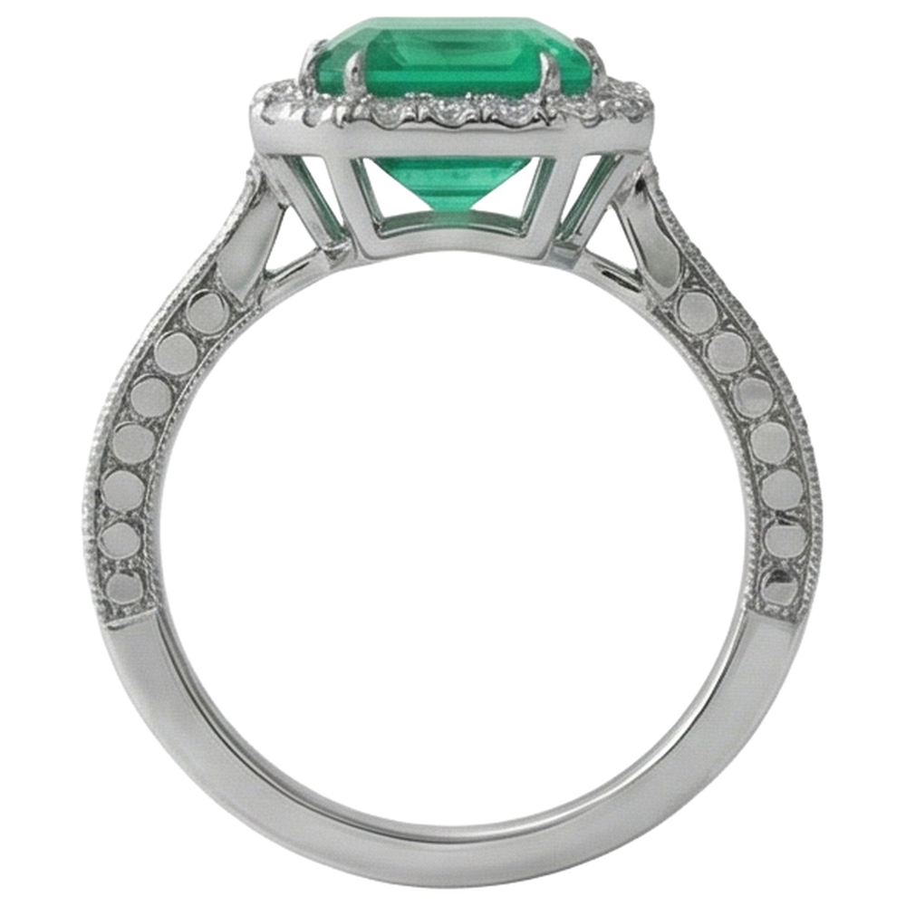 Grüner Smaragd und Diamant Ehering Weißgold Schmuck 21.50 Ct