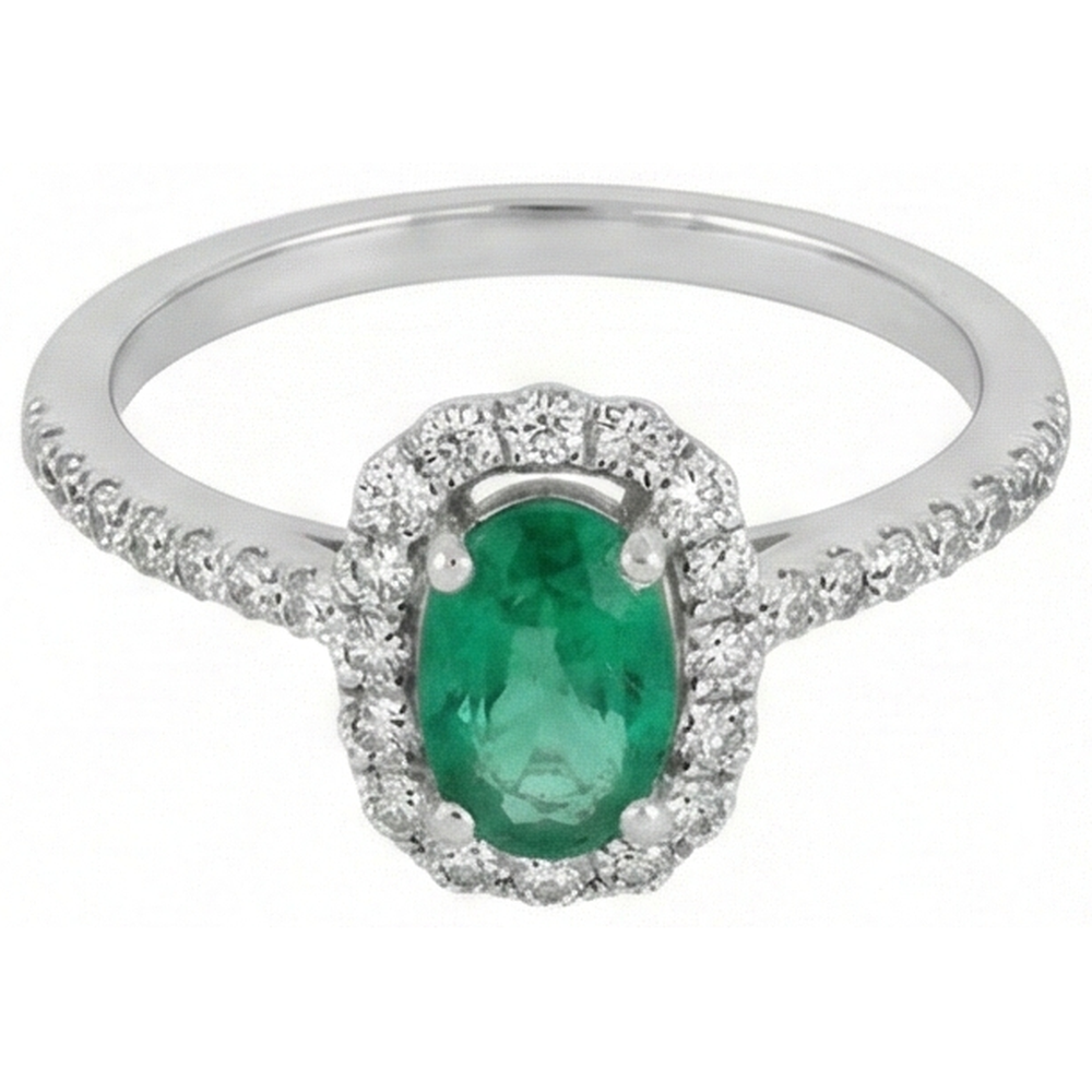 Grüner Smaragd und Diamanten 5,25 Karat Ehering 14K WG