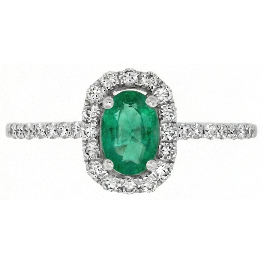 Grüner Smaragd und Diamanten 5,25 Karat Ehering 14K WG