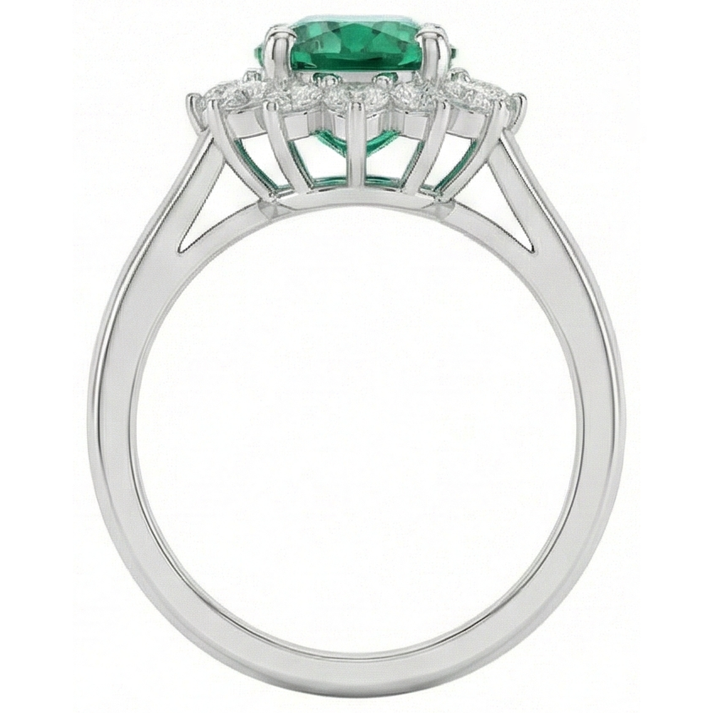 echter oval smaragd 3.50Karat ring Profilansicht